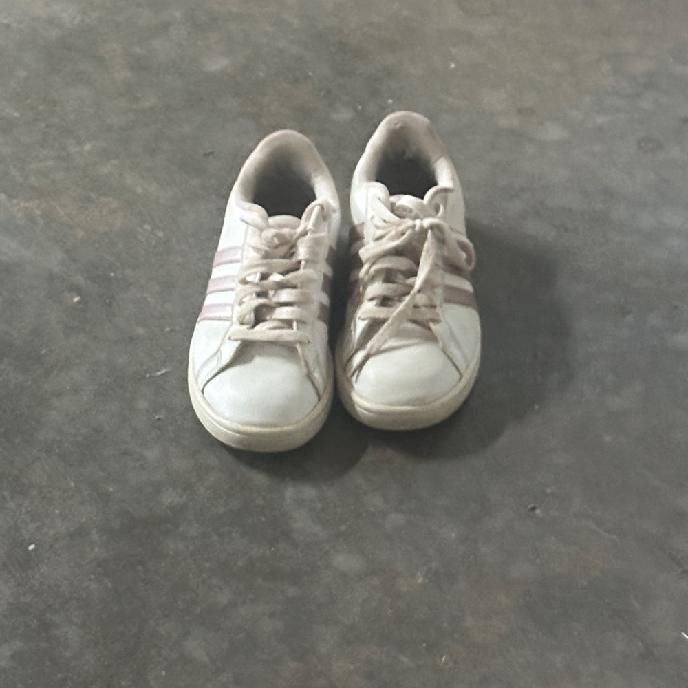 adidas Kids White and Light Pink Sneakers
